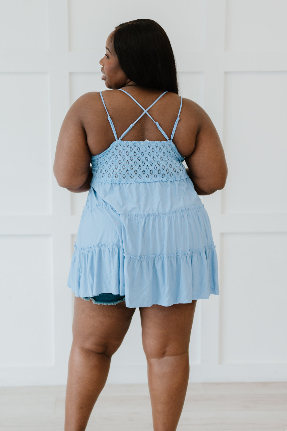 Cross My Heart Lace Cami in Spring Blue