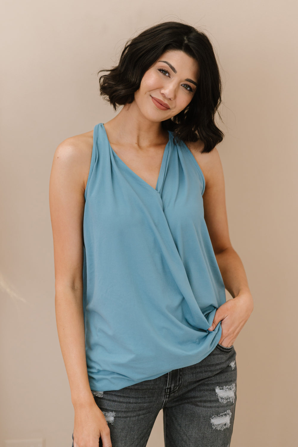 Cherished Time Surplice Sleeveless Top