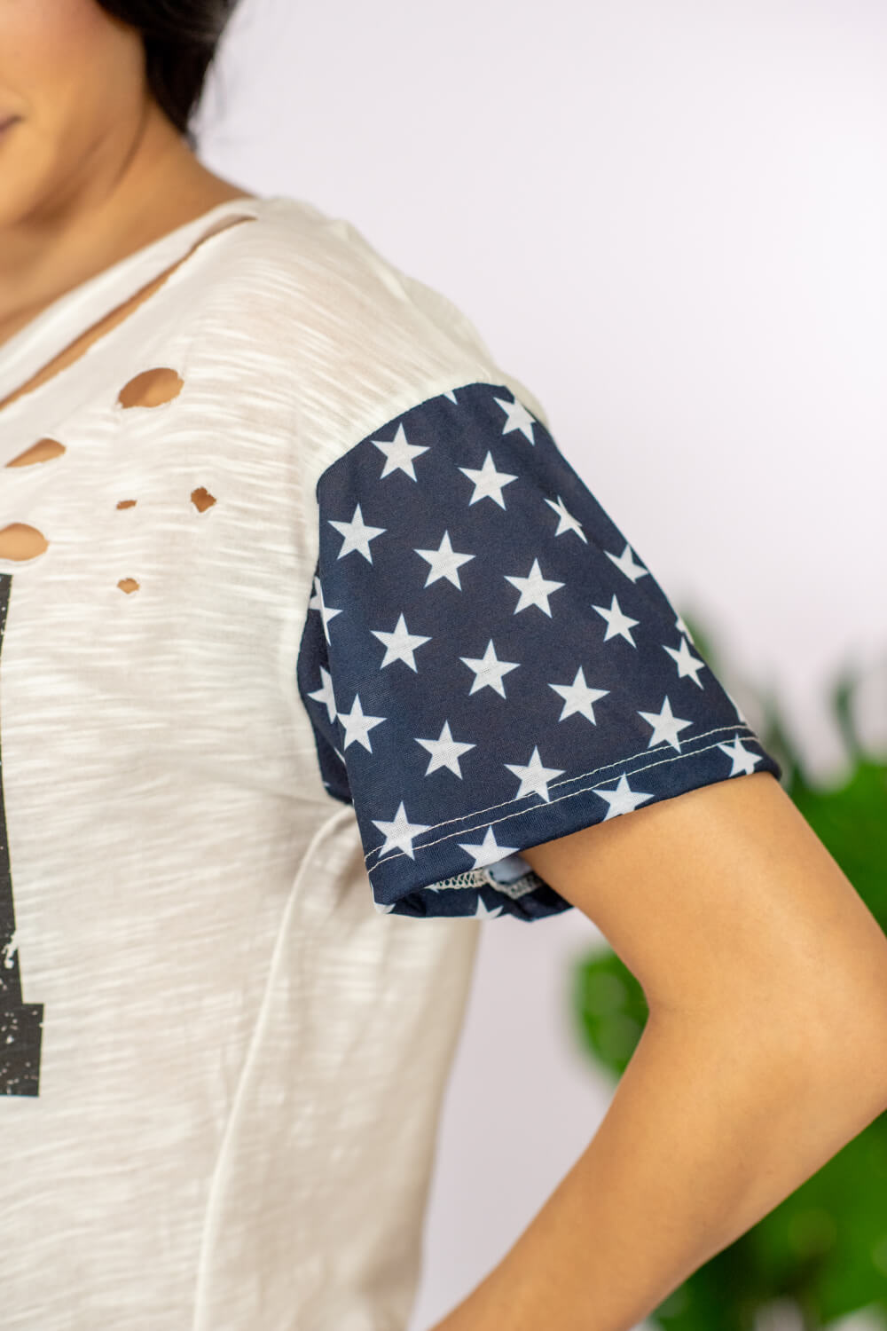 USA Sequin Graphic Distressed Tee