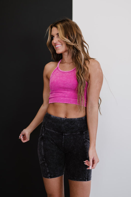 Zenana On the Move Ribbed Cropped Cami